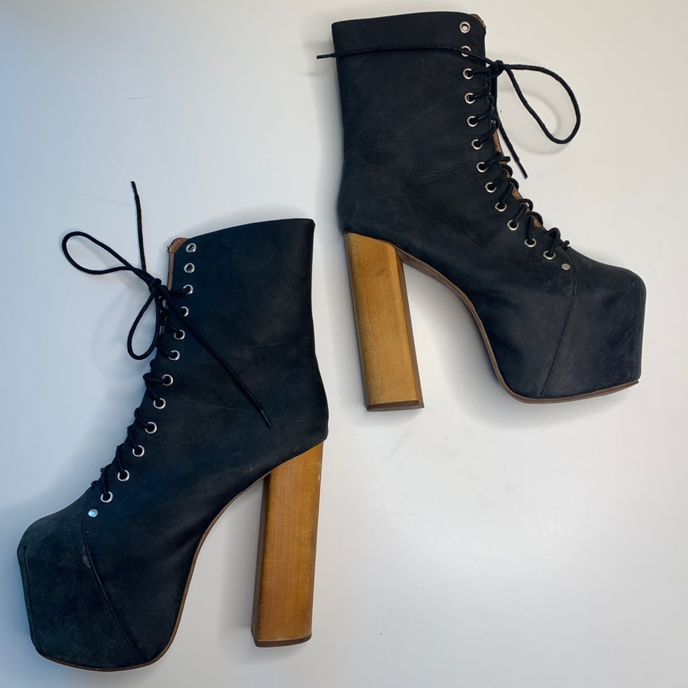 Jeffrey Campbell Black Tall High Lita Boots 8.5 - Picture 1 of 8